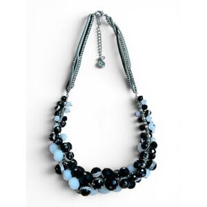 Simply Vera Vera Wang Silver Tone Black and White Beaded Cluster Bib Necklace